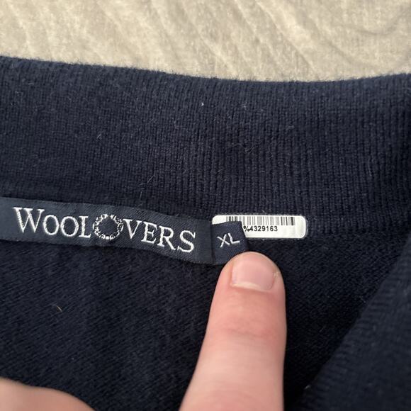 WOOLOVERS Jumper Womens Sz XL Blue Cashmere Merino Wool Collared Pearl Button - Picture 3 of 9